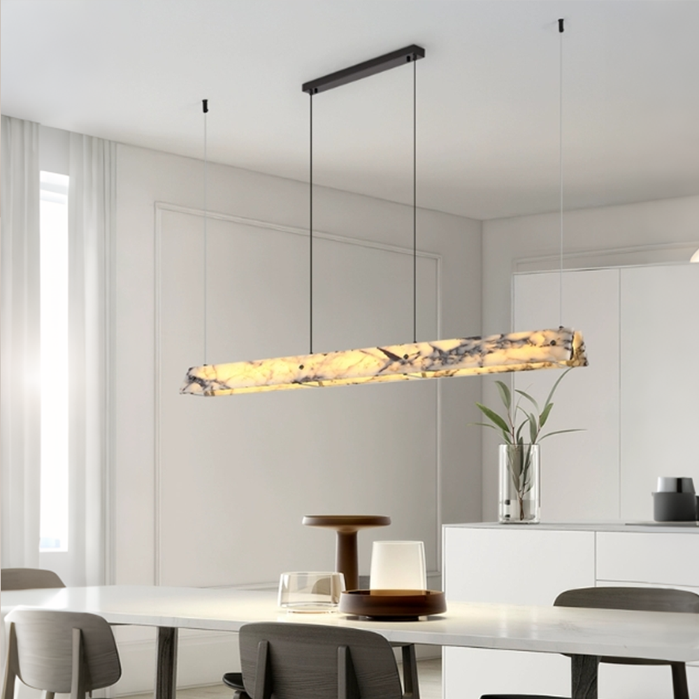 Vitrella Adjustable-Height Linear Marble Chandelier - thebelacan