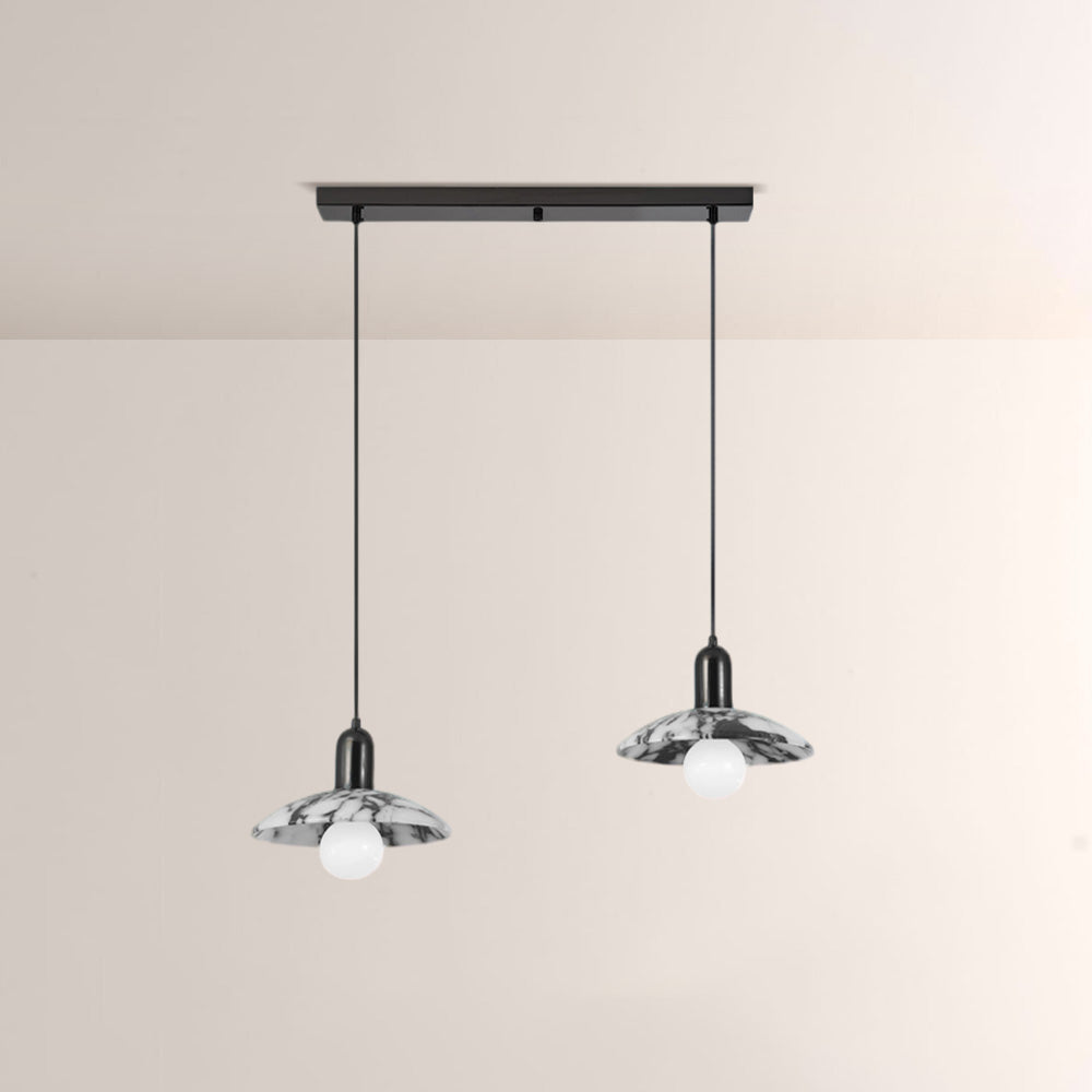 Vitrella Black & White Marble-Effect Pendant(1/2/3-Head) - thebelacan