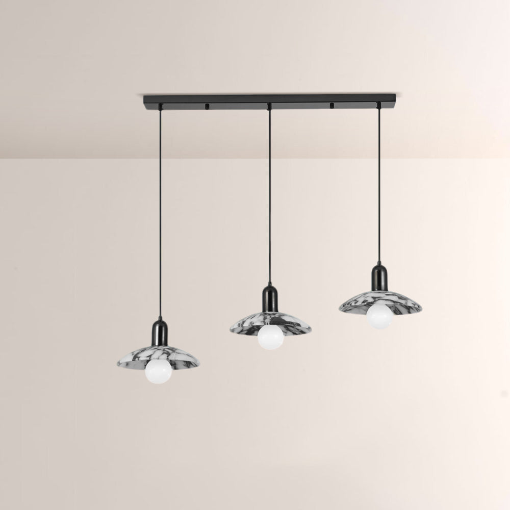 Vitrella Black & White Marble-Effect Pendant(1/2/3-Head) - thebelacan