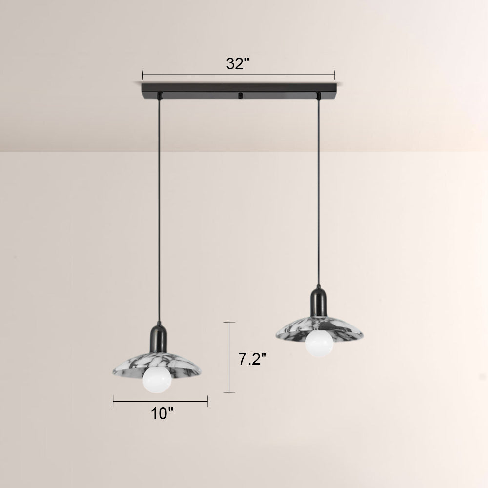 Vitrella Black & White Marble-Effect Pendant(1/2/3-Head) - thebelacan