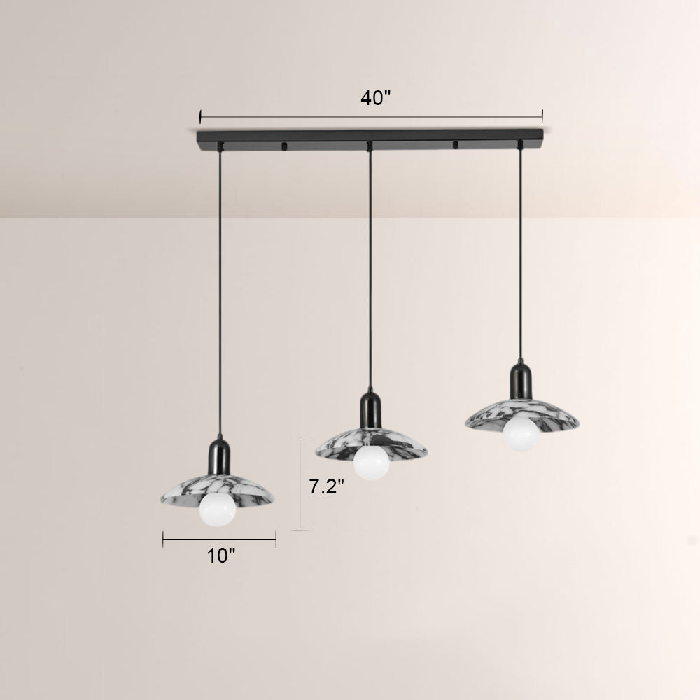 Vitrella Black & White Marble-Effect Pendant(1/2/3-Head) - thebelacan