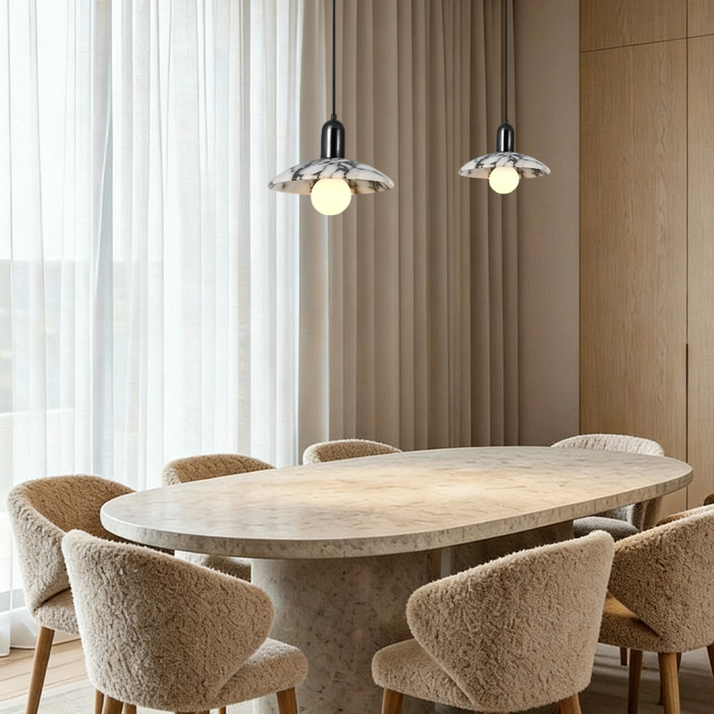 Vitrella Black & White Marble-Effect Pendant(1/2/3-Head) - thebelacan