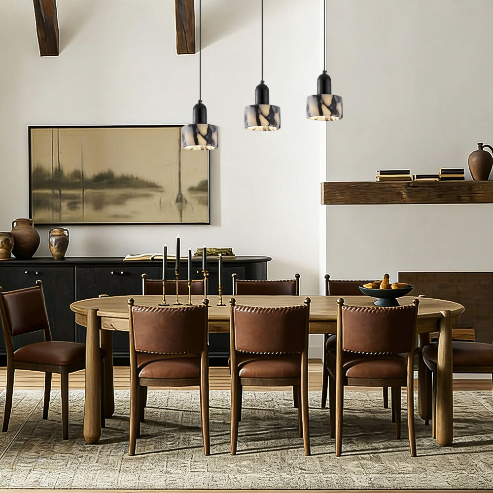 Vitrella Cream Marble-Effect Cylindrical Pendant(2/3-Head) - thebelacan