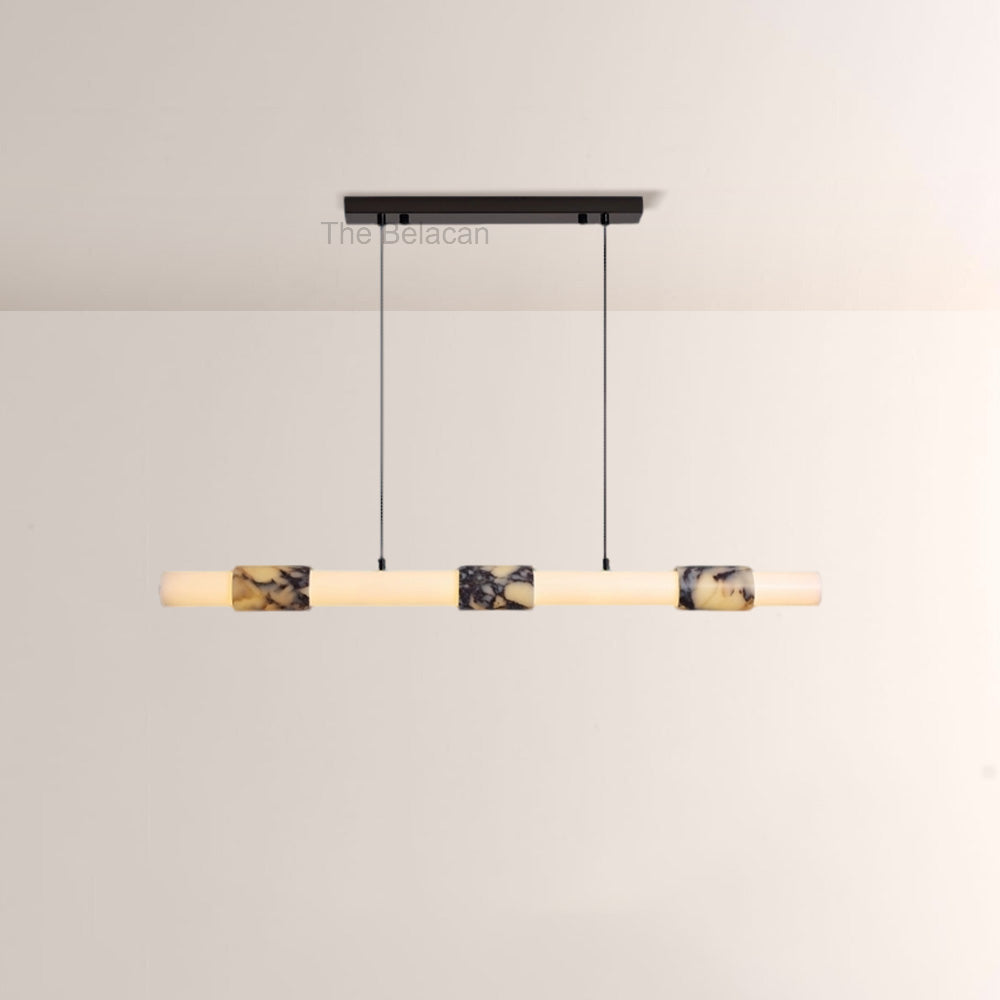 Vitrella Cylindrical Marble-Accent Linear Chandelier - thebelacan