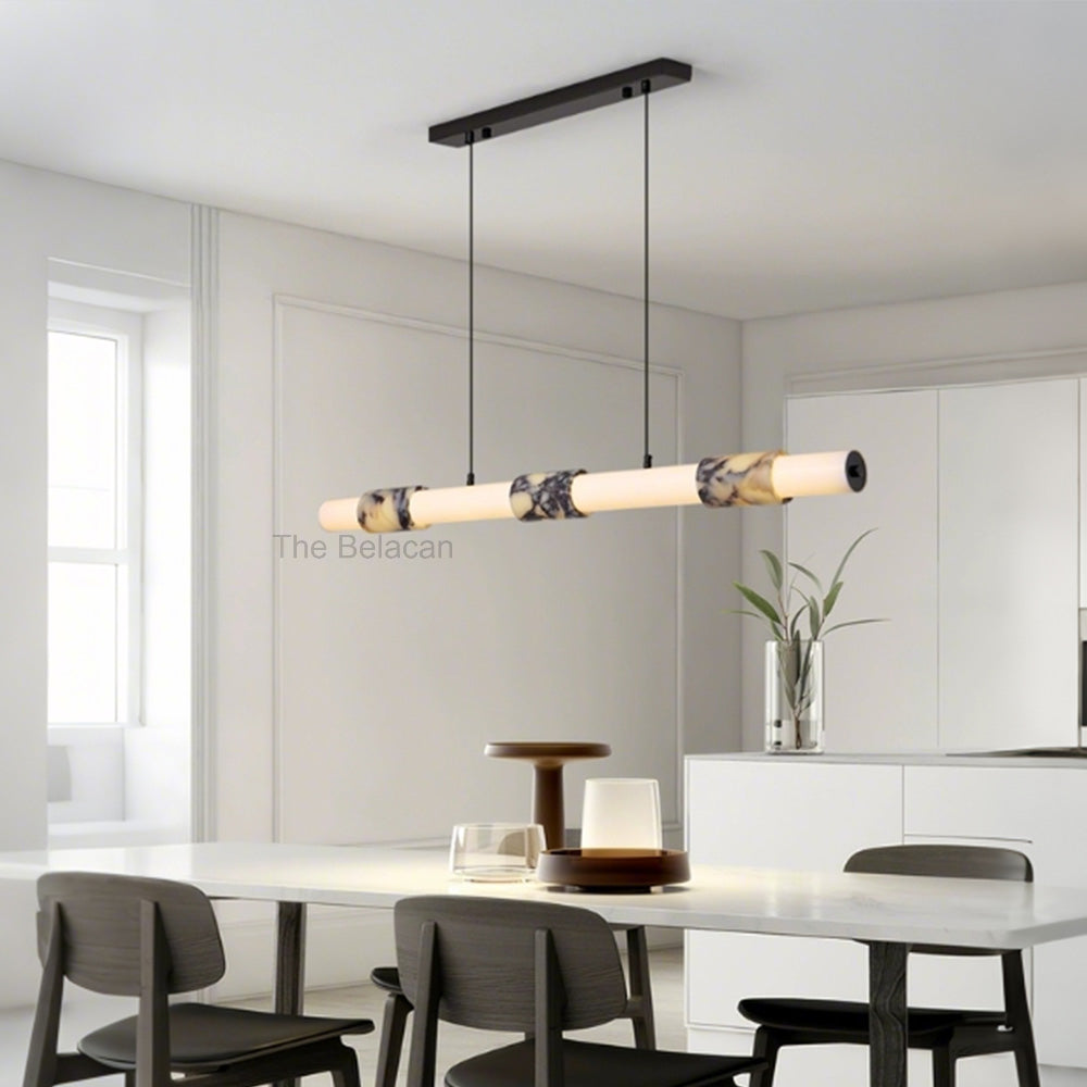 Vitrella Cylindrical Marble-Accent Linear Chandelier - thebelacan
