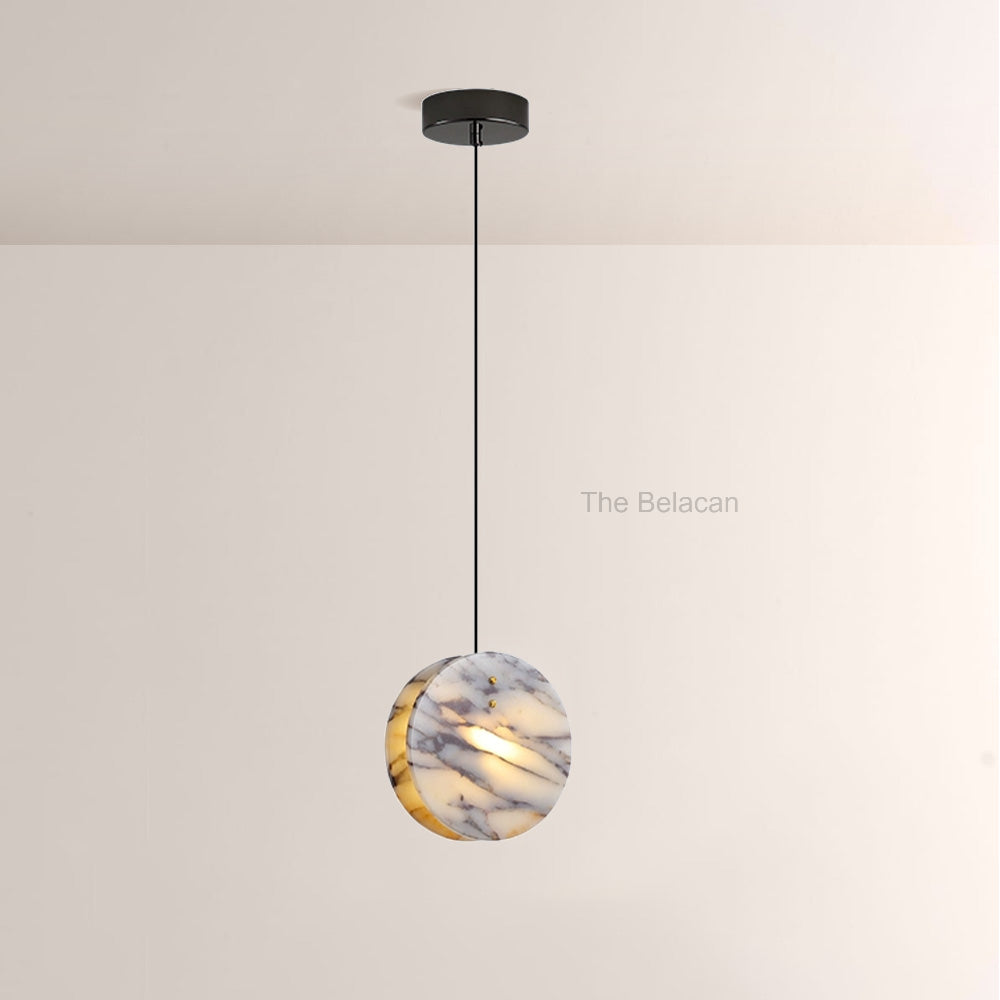 Vitrella Disc-Shaped Marble Pendant - thebelacan