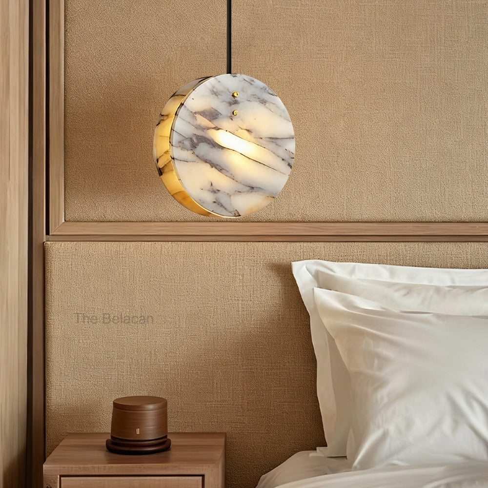 Vitrella Disc-Shaped Marble Pendant - thebelacan