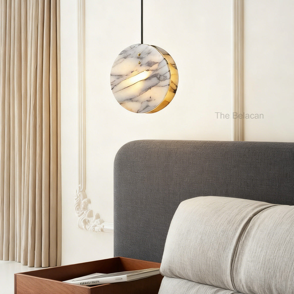 Vitrella Disc-Shaped Marble Pendant - thebelacan