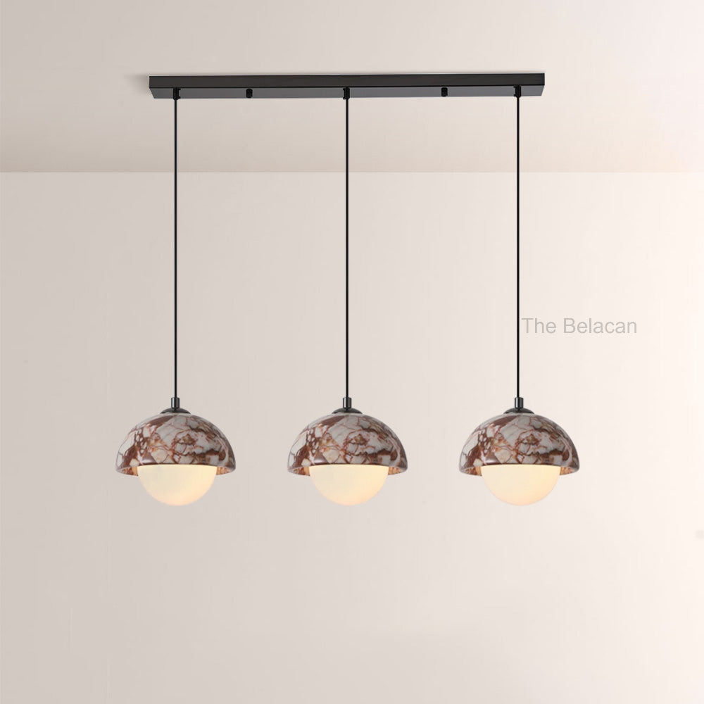 Vitrella Dome-Shade Marble Pendant(1/3-Head) - thebelacan