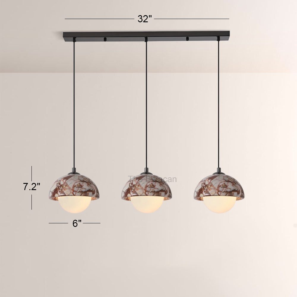Vitrella Dome-Shade Marble Pendant(1/3-Head) - thebelacan