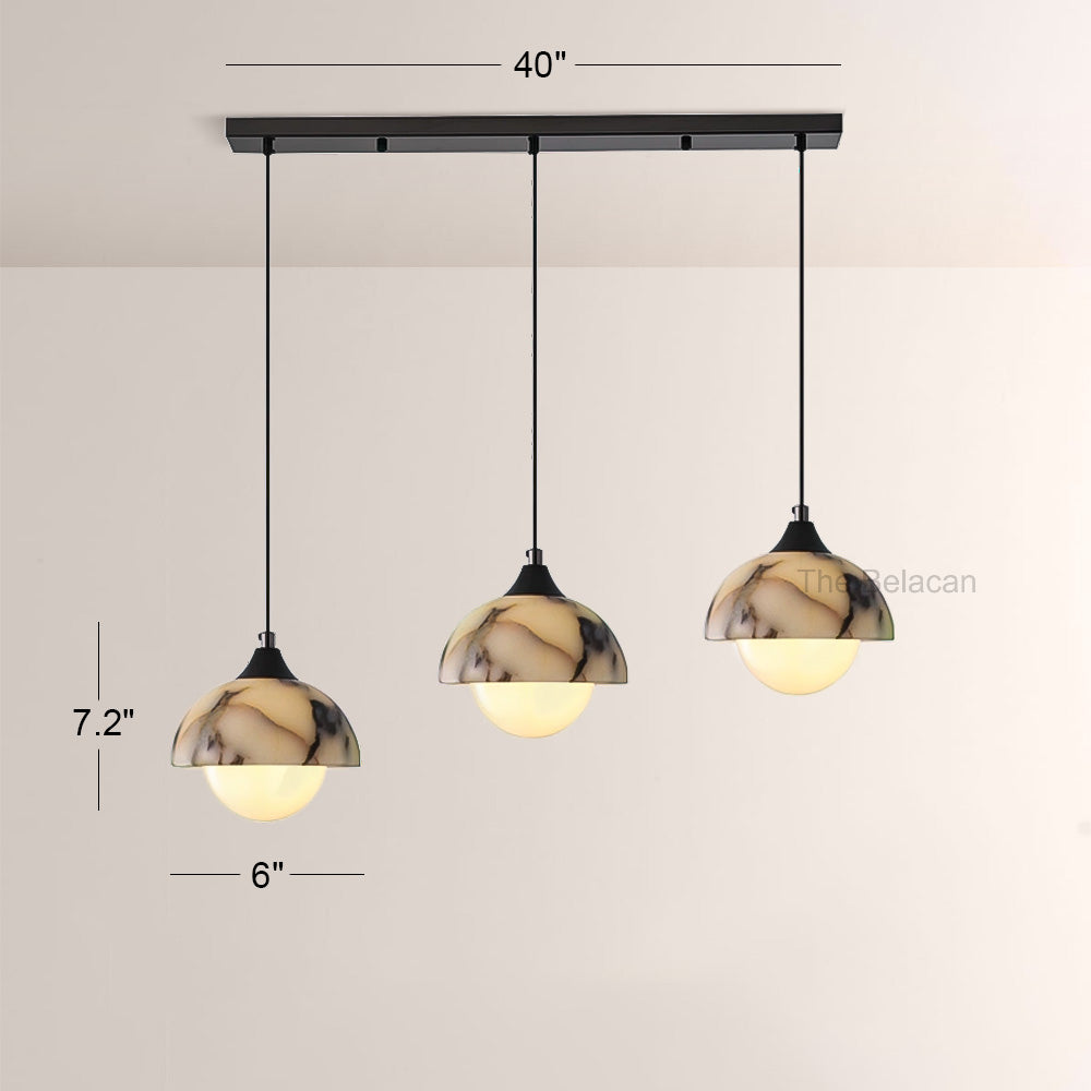 Vitrella Dome-Shade Marble Pendant(1/3-Head) - thebelacan