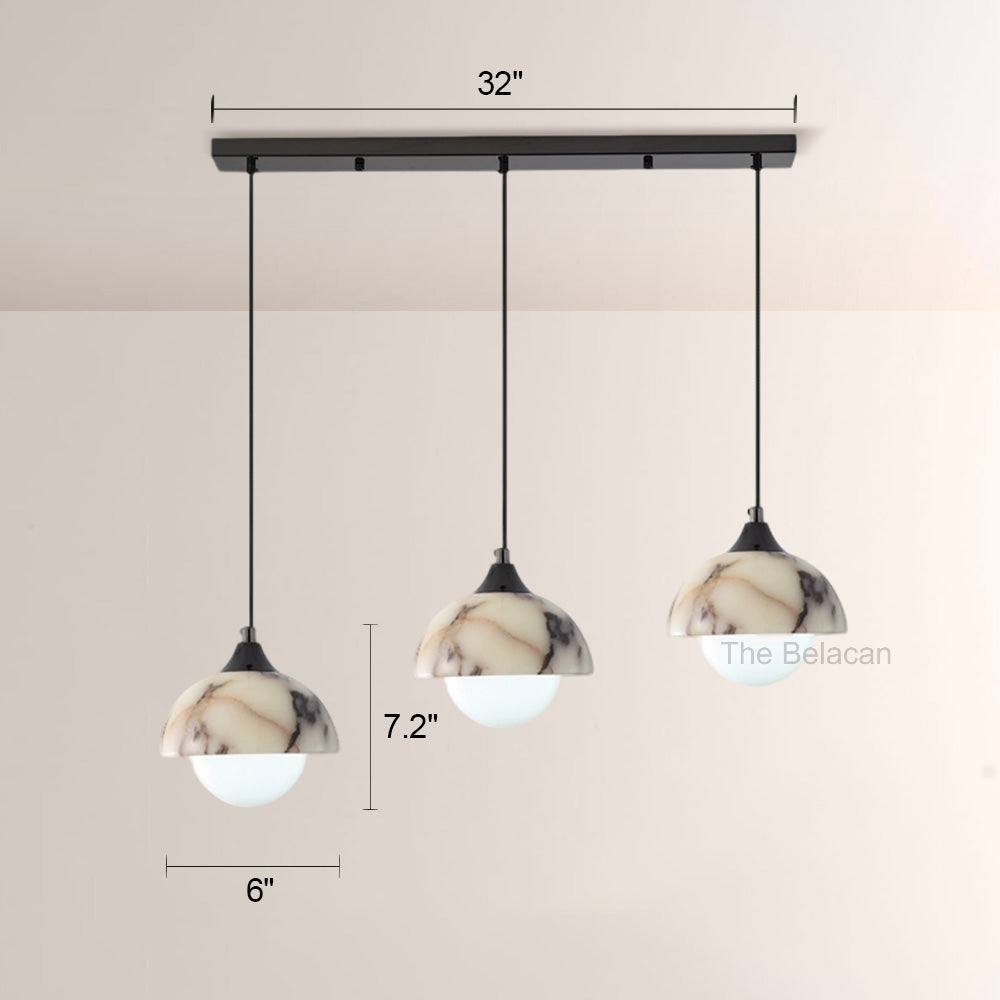 Vitrella Dome-Shaped Marble Pendant(2/3-Head) - thebelacan