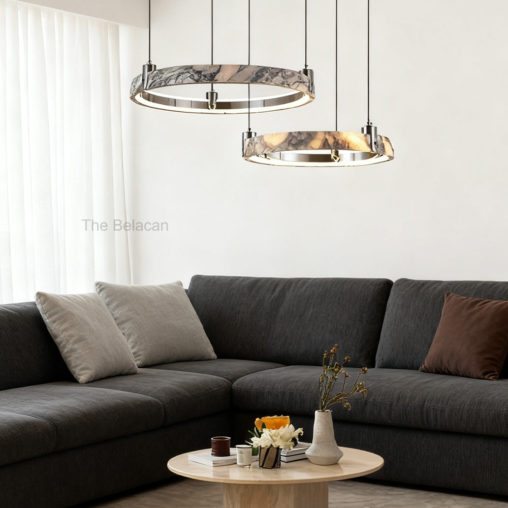 Vitrella Double-Ring Marble Chandelier - thebelacan