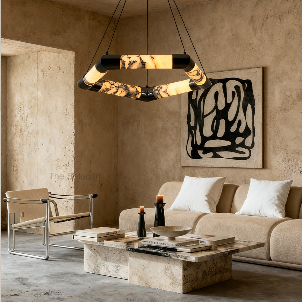 Vitrella Hexagonal Marble Chandelier - thebelacan