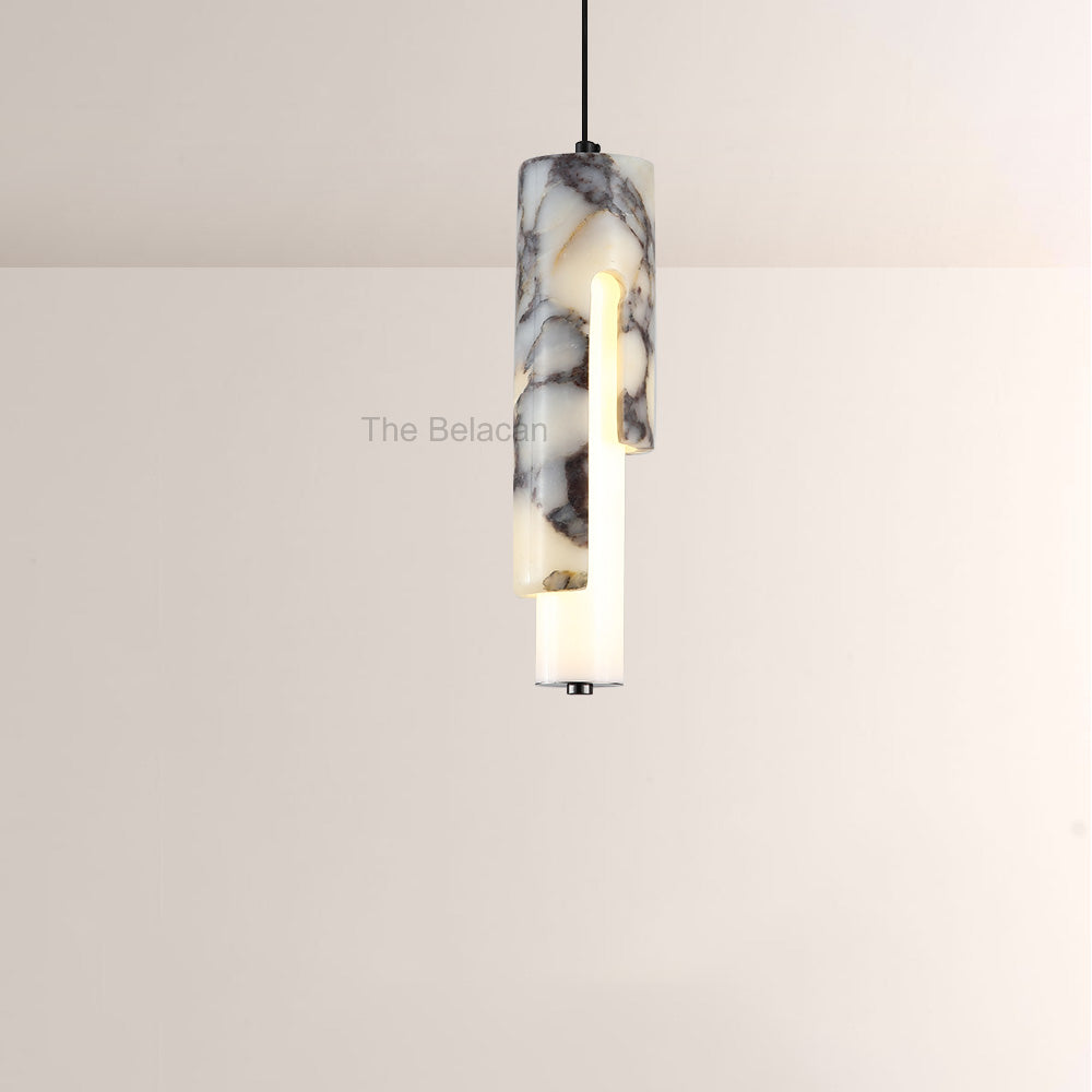 Vitrella Layered Cylindrical Marble Pendant - thebelacan
