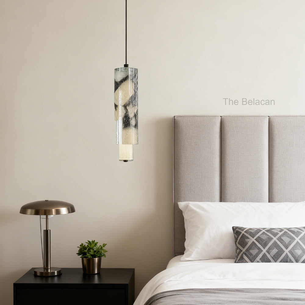 Vitrella Layered Cylindrical Marble Pendant - thebelacan