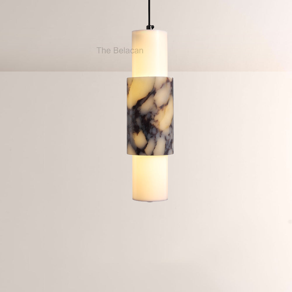 Vitrella Layered Marble Cylinder Pendant - thebelacan