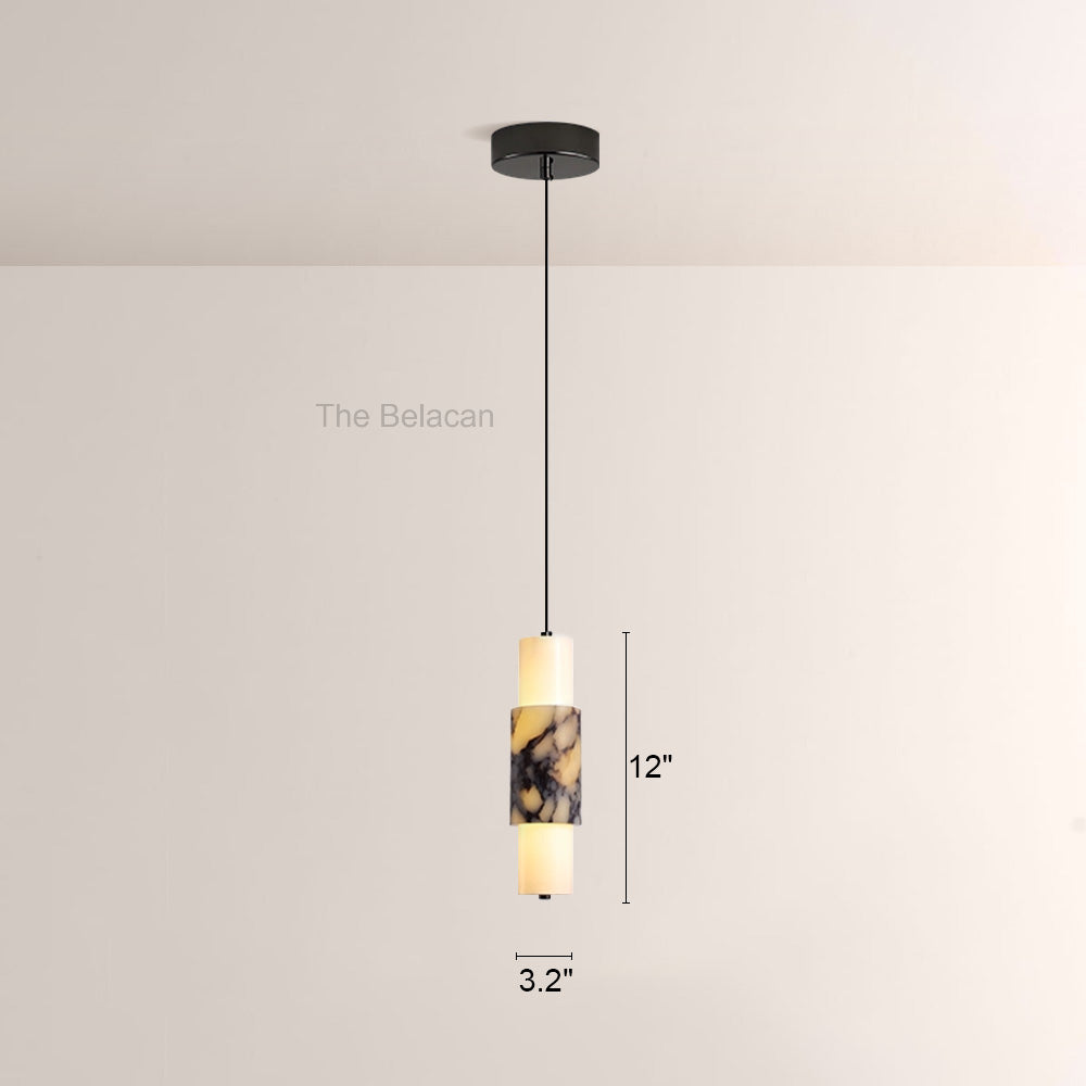 Vitrella Layered Marble Cylinder Pendant - thebelacan