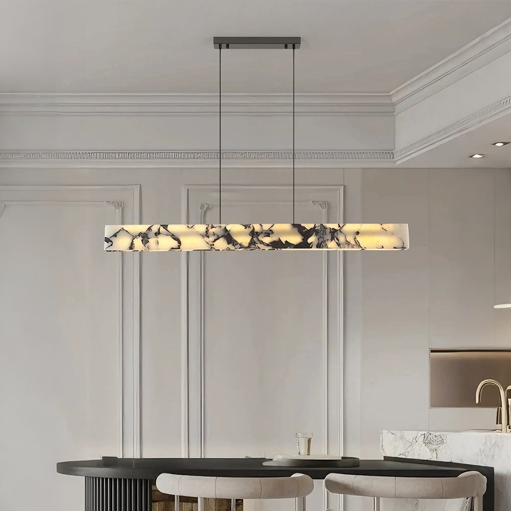 Vitrella Linear Marble-Effect Chandelier - thebelacan