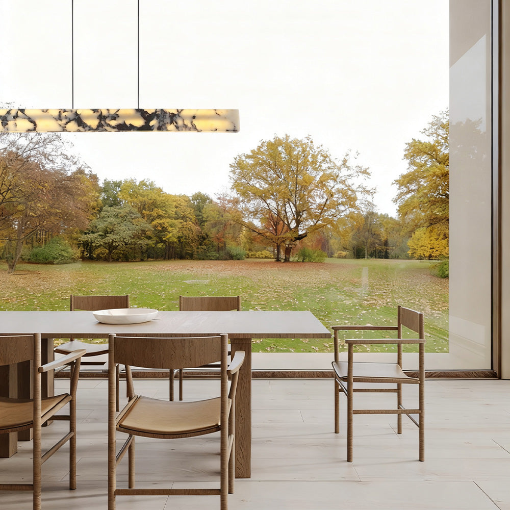 Vitrella Linear Marble-Effect Chandelier - thebelacan