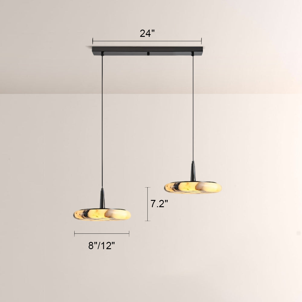 Vitrella Low-Profile Marble-Effect Linear Pendant(1/2/3-Head) - thebelacan