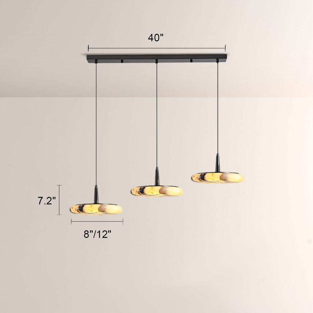 Vitrella Low-Profile Marble-Effect Linear Pendant(1/2/3-Head) - thebelacan
