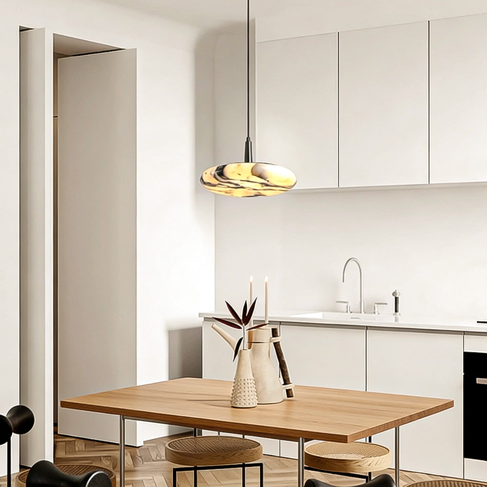 Vitrella Low-Profile Marble-Effect Linear Pendant(1/2/3-Head) - thebelacan