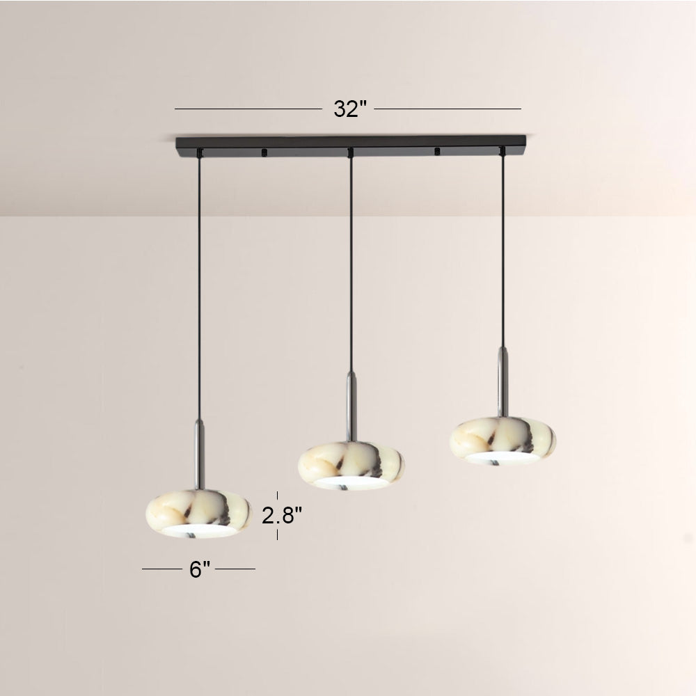 Vitrella Marble-Effect Pendant Light(1/2/3-Head) - thebelacan