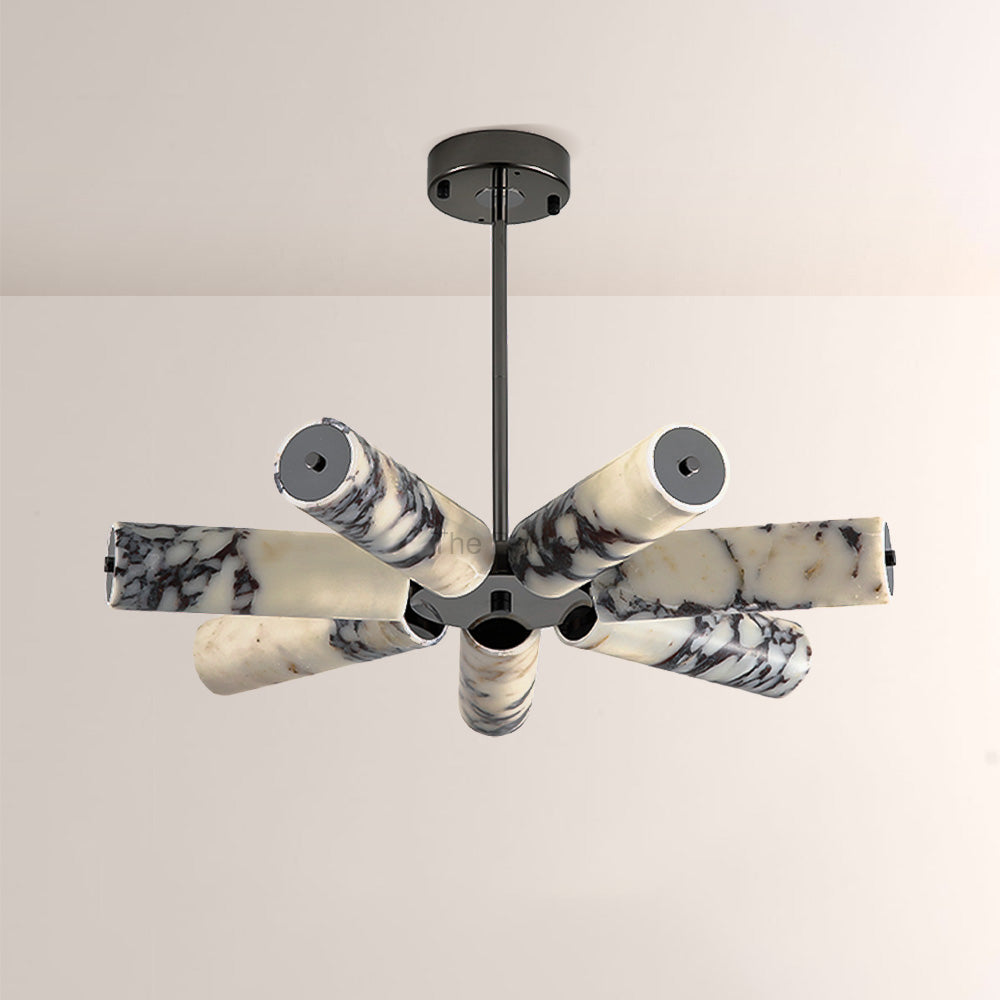 Vitrella Radial Cylinder Marble Chandelier - thebelacan