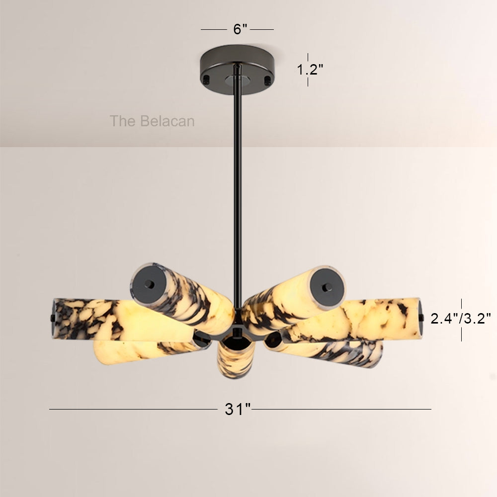 Vitrella Radial Cylinder Marble Chandelier - thebelacan
