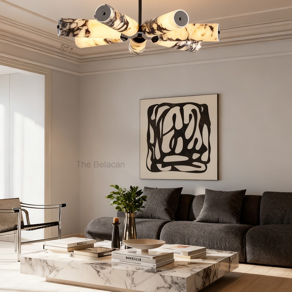 Vitrella Radial Cylinder Marble Chandelier - thebelacan