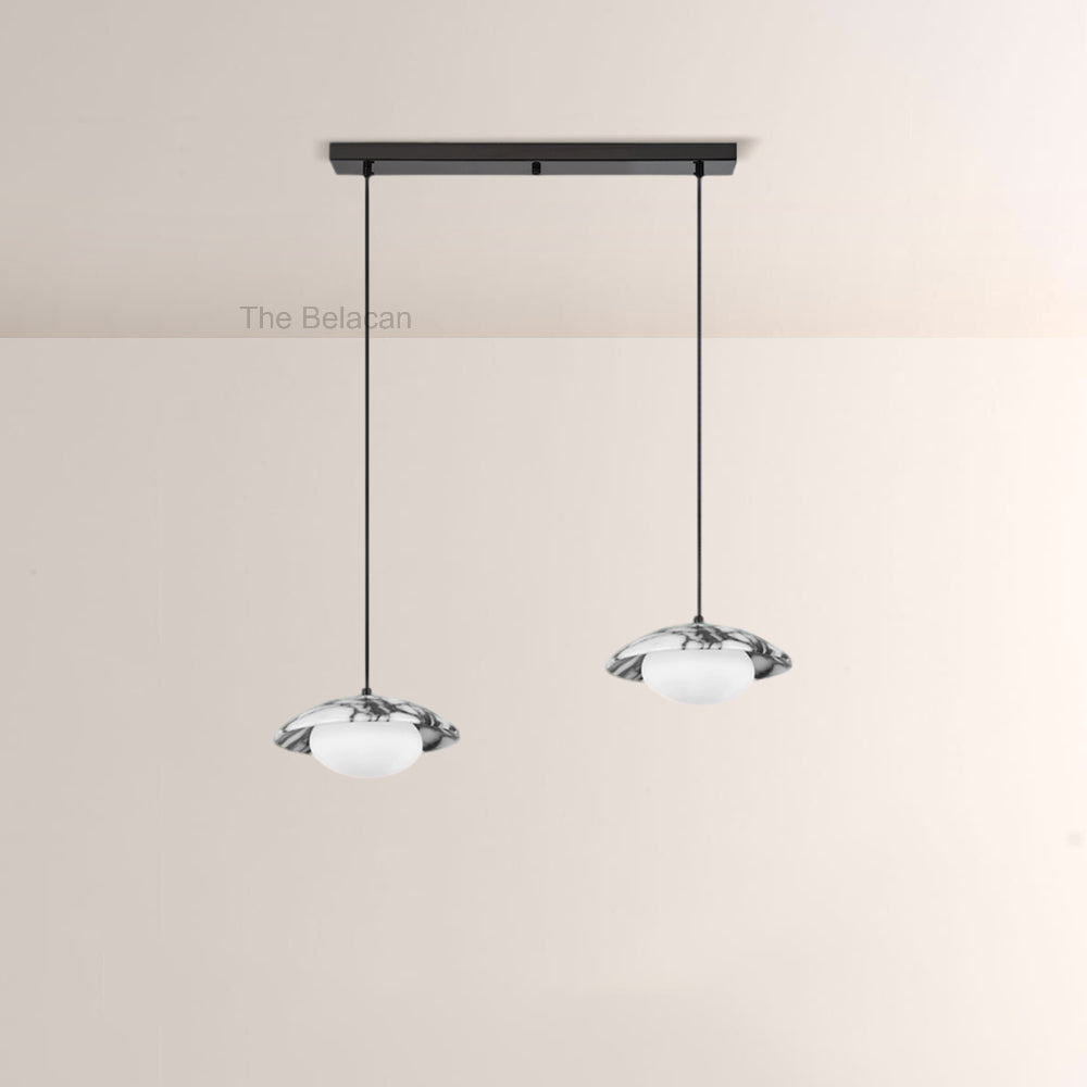 Vitrella Saucer-Shaped Marble Pendant(1/2/3-Head) - thebelacan