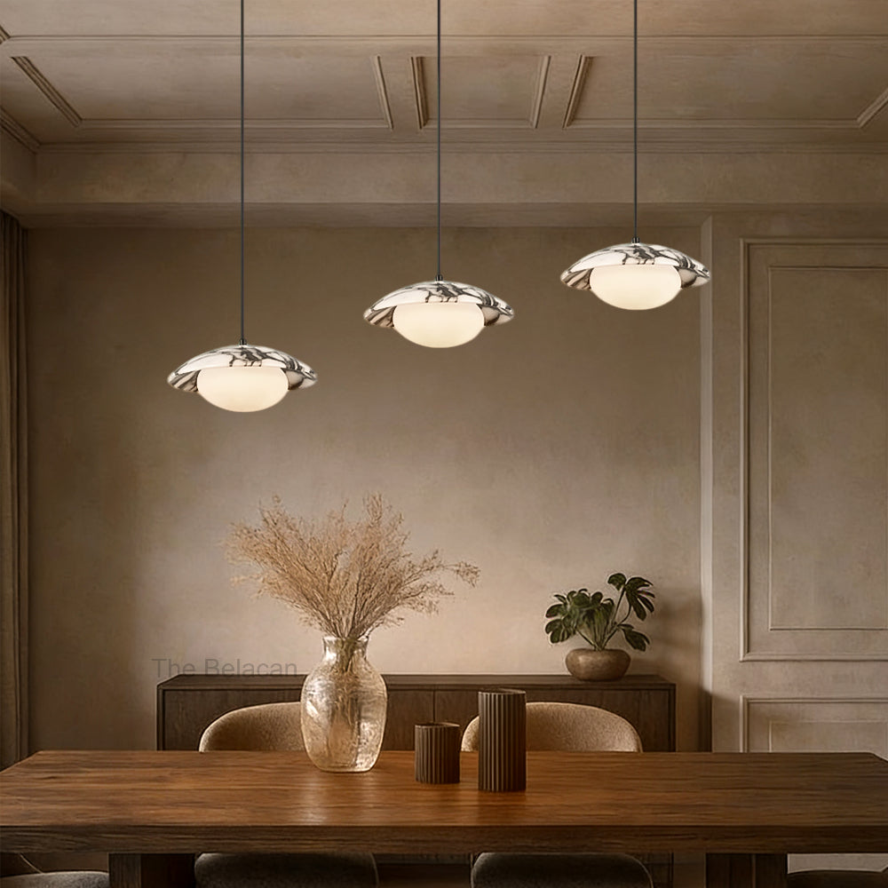 Vitrella Saucer-Shaped Marble Pendant(1/2/3-Head) - thebelacan