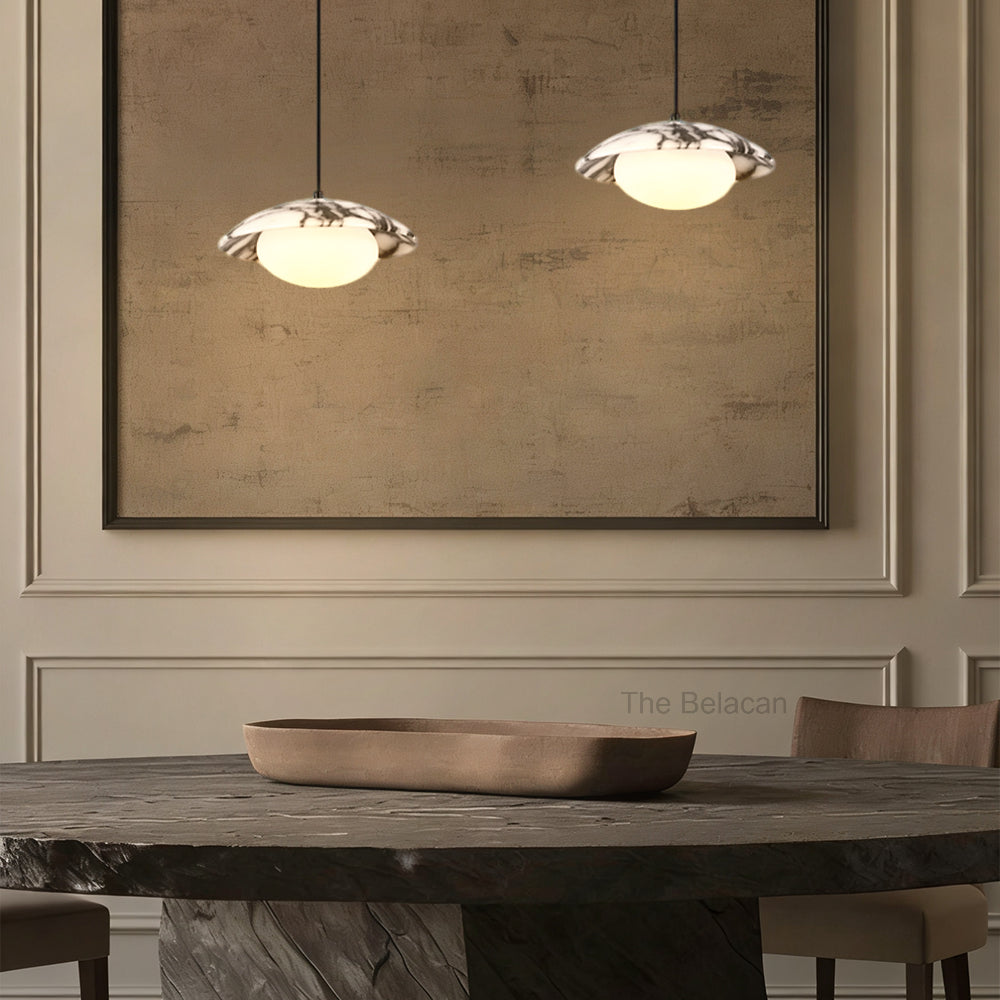 Vitrella Saucer-Shaped Marble Pendant(1/2/3-Head) - thebelacan