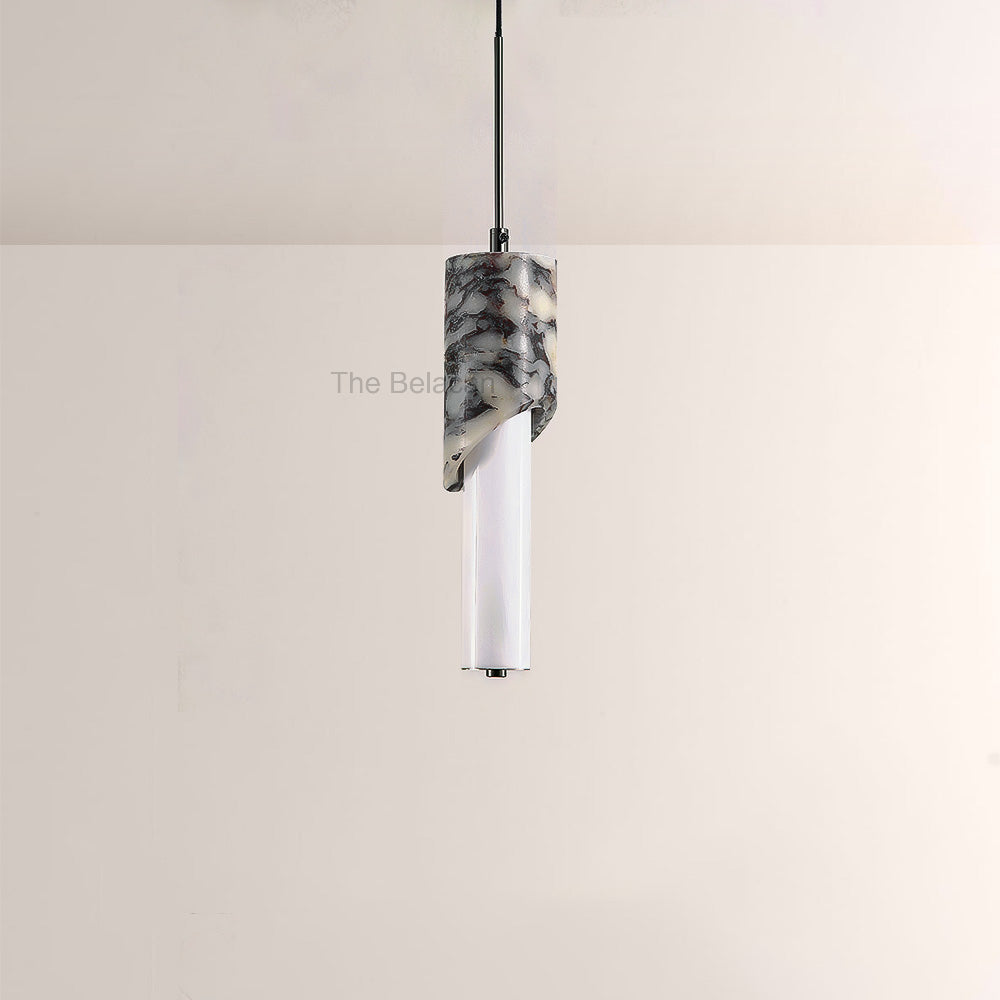 Vitrella Sculpted Marble-Wrap Cylinder Pendant - thebelacan
