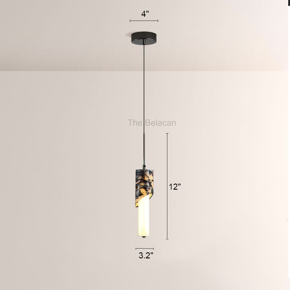 Vitrella Sculpted Marble-Wrap Cylinder Pendant - thebelacan