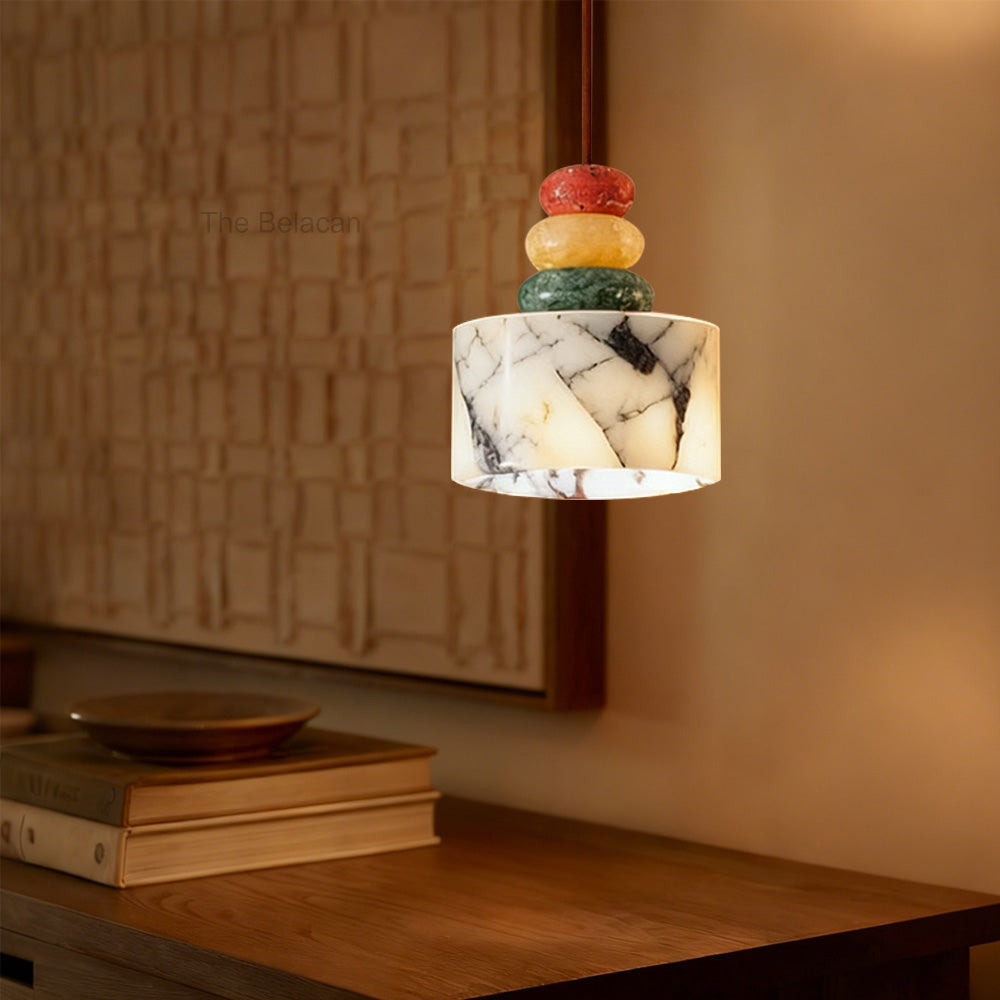 Vitrella Stacked Stone Multi-Tone Pendant - thebelacan