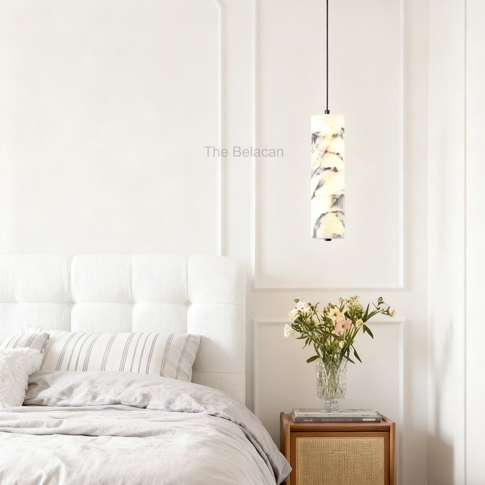 Vitrella Tall Cylinder Marble Pendant - thebelacan