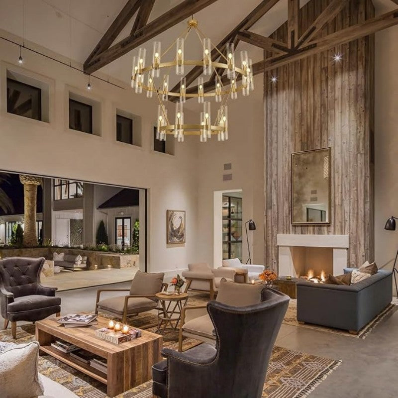 Wagon Wheel 2 Tier Glass Chandelier - thebelacan