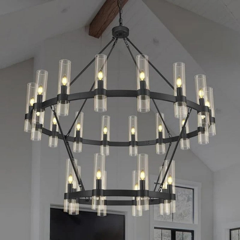 Wagon Wheel 2 Tier Glass Chandelier - thebelacan