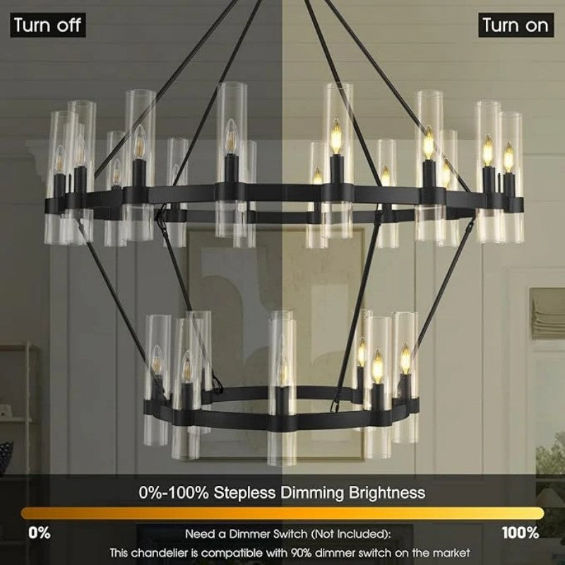 Wagon Wheel 2 Tier Glass Chandelier - thebelacan