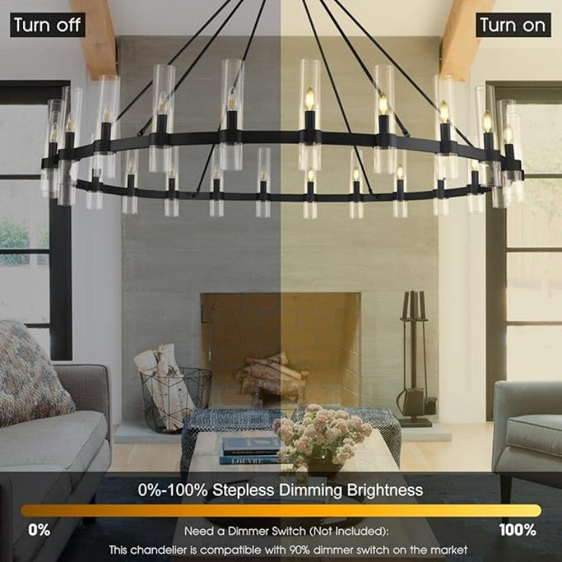 Wagon Wheel Glass Chandelier 60" 70" - thebelacan