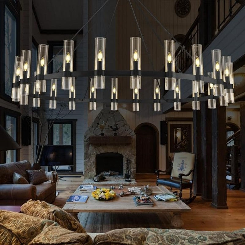 Wagon Wheel Glass Chandelier 60" 70" - thebelacan