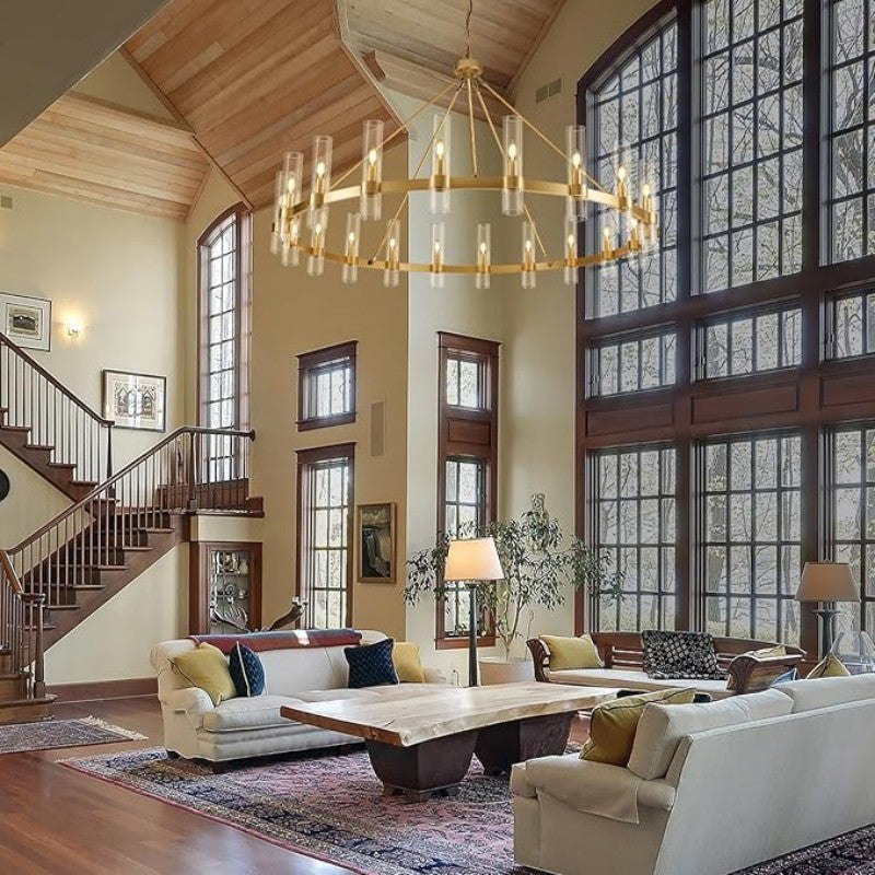 Wagon Wheel Glass Chandelier 60" 70" - thebelacan