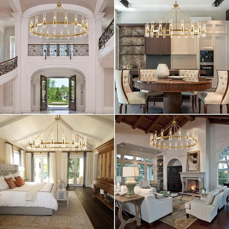 Wagon Wheel Glass Chandelier 60" 70" - thebelacan