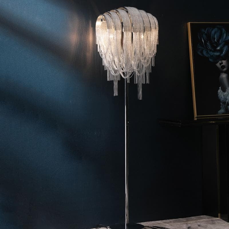 Alisa Luxury Hardware Aluminum Chain Tassel Floor Lamp - thebelacan
