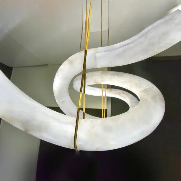 Alabaster Unique Curved Lake  Shape Chandelier - thebelacan