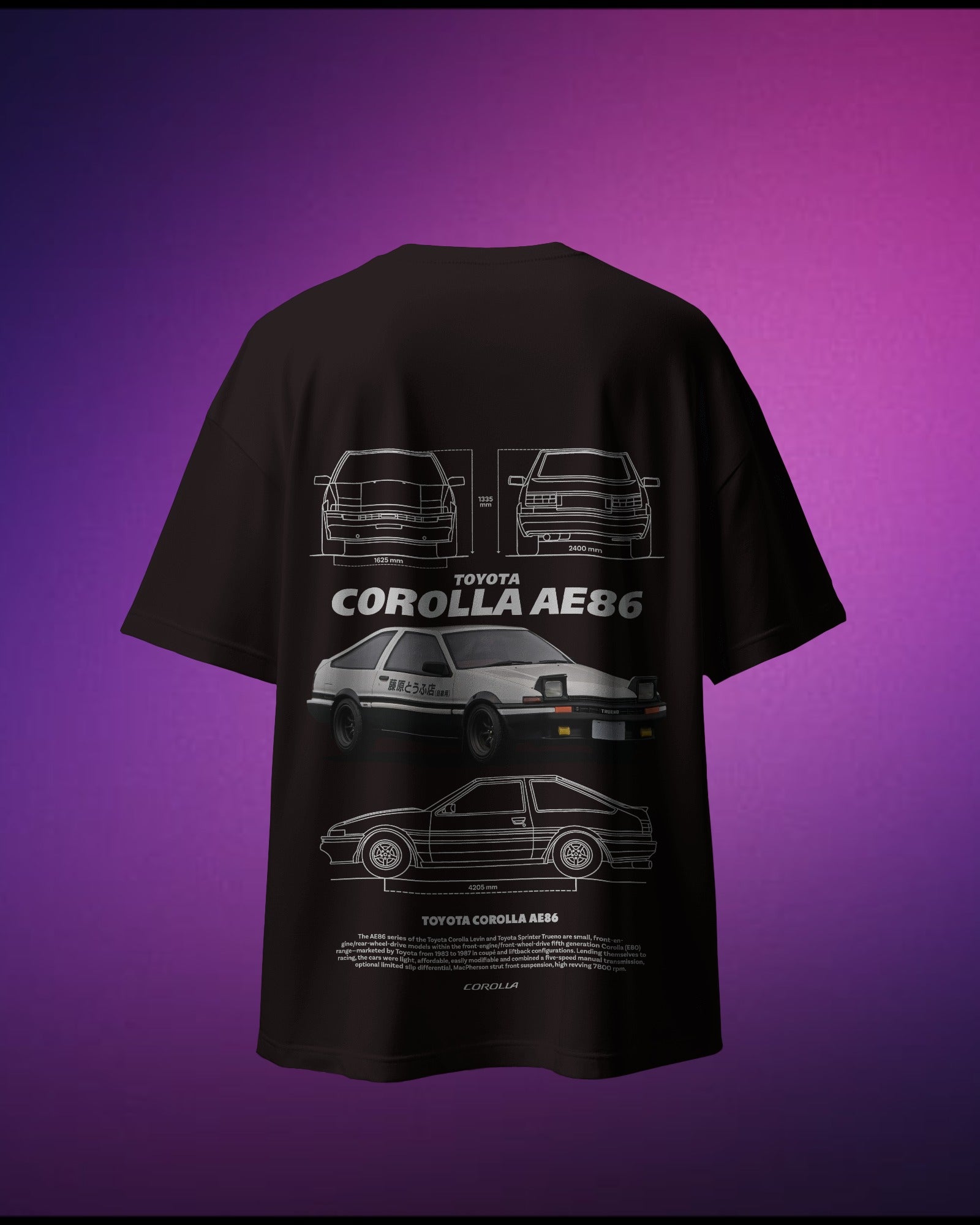 Toyota AE86 Initial D - Pure Cotton Oversized T-Shirt