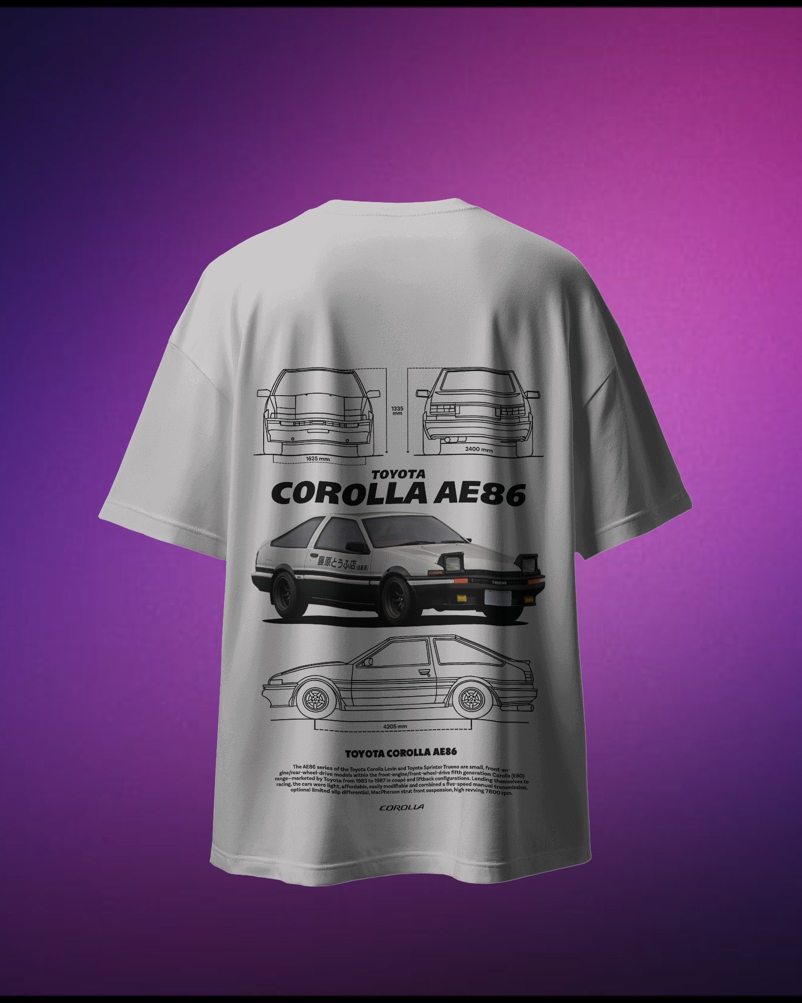 Toyota AE86 Initial D - Pure Cotton Oversized T-Shirt
