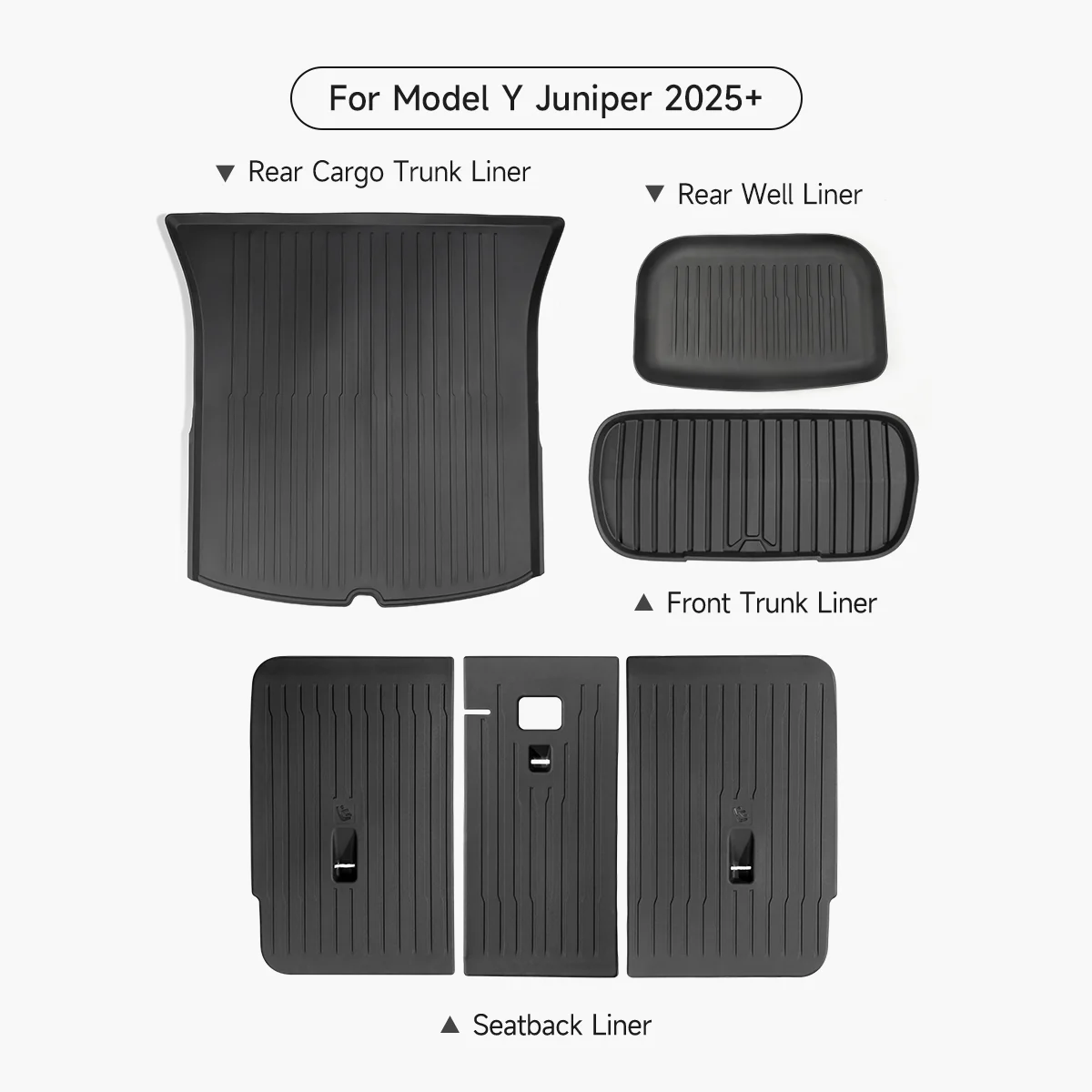 Premium All-Weather Trunk Liner with Seatback Protectors for Tesla Model Y Juniper (Full Set) – Waterproof Cargo Mat Interior Protection